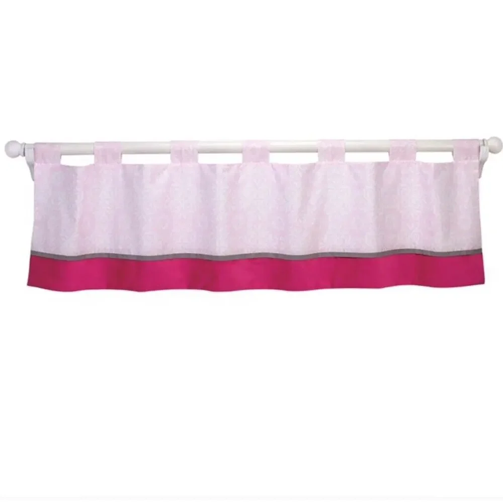 NoJo Window Valance “ Butterfly Bouquet” Tab Top Pale Pink Floral Cottage Girl